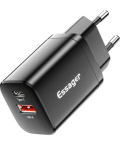 Wall Charger USB-C+USB-A 30W Essager PD+QC (black)