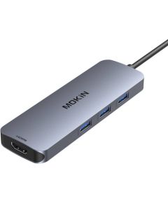 MOKiN Adapter Hub 8in1 USB-C to 2x 4K 60Hz HDMI + USB-C + USB 3.0 + SD + Micro SD (silver)