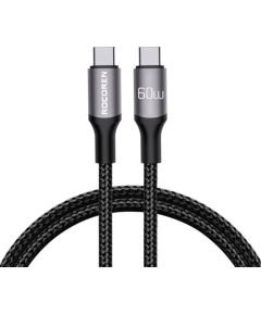 Fast Charging cable Rocoren USB-C to USB-C Retro Series 1m 60W (grey)