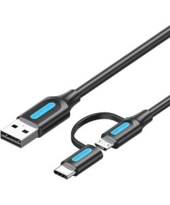 Cable 2in1 USB 2.0 to USB-C/Micro USB Vention CQDBF 1m (black)