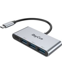 RayCue 4-in-1 hub USB-C to 3x USB-A 3.0 5Gbps + PD 3.0 100W (gray)