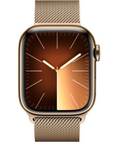 Apple Watch Series 9, Smartwatch (gold/gold, stainless steel, 41 mm, Milanese bracelet, cellular)