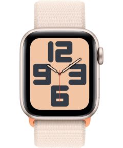 Apple Watch SE (2023), Smartwatch (silver/light beige, 40 mm, Sport Loop, Aluminum, Cellular)