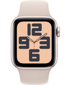 Apple Watch SE (2023), Smartwatch (silver/light beige, 40 mm, sports strap, aluminum, cellular)