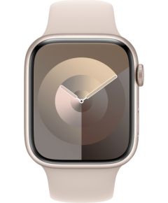 Apple Watch Series 9, Smartwatch (silver/beige, aluminum, 45 mm, sports bracelet, cellular)