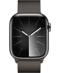 Apple Watch Series 9, Smartwatch (graphite/graphite, stainless steel, 41 mm, Milanese bracelet, cellular)