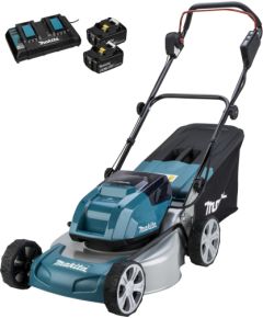 Makita cordless lawnmower DLM463PT2, 36Volt (2x18Volt) (blue/black, 2x Li-ion battery 5.0Ah)