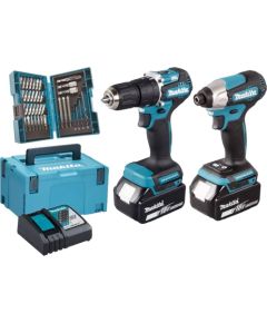 Makita cordless combo kit DLX2414JX4, 18 volts, impact drill (blue/black, 2x Li-Ion batteries 3.0 Ah, MAKPAC size 3)