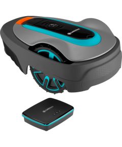 GARDENA robotic lawnmower smart SILENO city 400m? set (grey/turquoise, Li-ion battery 2.0Ah, with smart gateway, LONA technology)