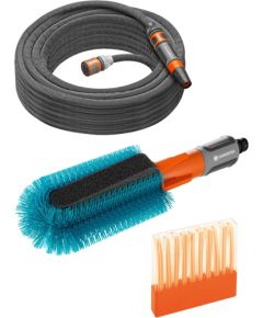 GARDENA Cleansystem bicycle washing set, washing brush (grey/turquoise, incl. 10 soap sticks, hose, cleaning syringe)