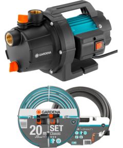GARDENA garden pump 3000/4 BASIC set (turquoise/black, 600 watts, including suction set, classic hose)