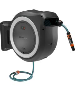 GARDENA battery-powered wall hose box PowerRoll XL 18V P4A solo, 35 meters, hose reel (grey/white, without battery and charger, POWER FOR ALL ALLIANCE)