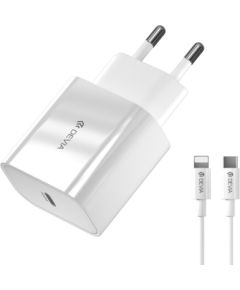 Devia Smart PD 20W USB-C Зарядное Устройство + Lightning - USB-C Kабель