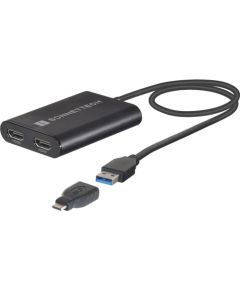 Sonnet Adapter USB 3 Dual 4K 60Hz HDMI, for M1 Macs (black, 30cm)