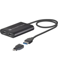 Sonnet Adapter USB 3 Dual 4K 60Hz DisplayPort, for M1 Macs (black, 30cm)