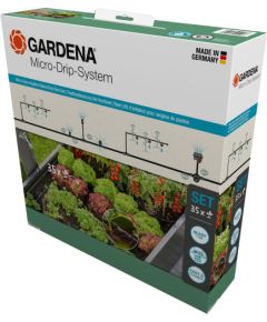 GARDENA Micro-Drip System Drip Irrigation Set Raised Bed/Bed, 35 Plants, Dripper (Black/Grey, Model 2023)