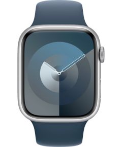 Apple Watch Series 9, Smartwatch (silver/dark blue, aluminum, 45 mm, sports band, cellular)
