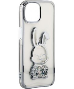 iLike iPhone 15 Pro Silicone Case Print Desire Rabbit Apple Silver