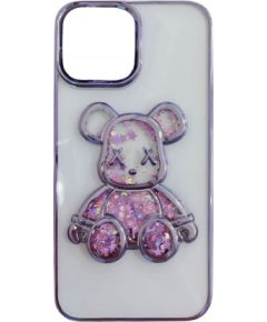 iLike iPhone 15 Silicone Case Print Desire Bear Apple Purple