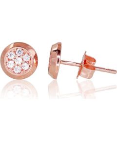 Золотые серьги-пуссеты #1200603(Au-R)_CZ, Красное Золото 585°, Цирконы, 0.65 гр. Puseti klasiskie