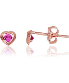 Zelta auskari-puseti #1200203(Au-R)_CZ-RO, Sarkanais Zelts 585°, Cirkoni, 0.29 gr. Puseti klasiskie