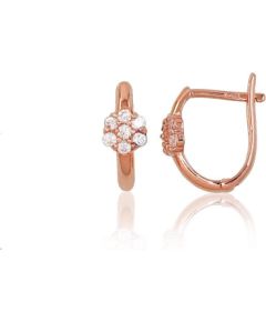 Золотые серьги на английском замке #1200023(Au-R)_CZ, Красное Золото 585°, Цирконы, 1.11 гр. Zelta auskari ar "angļu" slēdzēju
