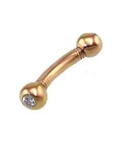 Золотой пирсинг в бровь #1930037(Au-R)_CZ, Красное Золото 585°, Цирконы, 0.48 гр. Zelta - Uzacīm