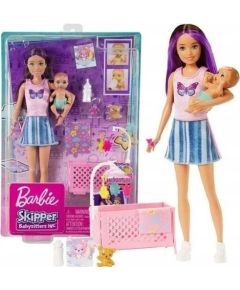 Lalka Barbie Mattel Skipper Opiekunka Łóżeczko + Bobas HJY33