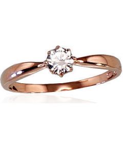 Золотое кольцо #1100284(Au-R)_CZ, Красное Золото 585°, Цирконы, Размер: 16, 1.01 гр.