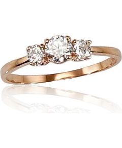 Золотое кольцо #1100240(Au-R)_CZ, Красное Золото 585°, Цирконы, Размер: 18, 1.1 гр.