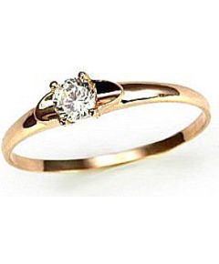 Золотое кольцо #1100011(Au-R)_CZ, Красное Золото 585°, Цирконы, Размер: 16.5, 0.93 гр.