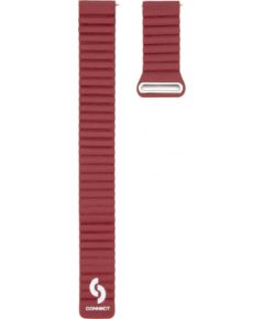 Connect   22mm Flat head Leather - Silicone Loop Magnetic Strap (130mm M/L) Wine Red