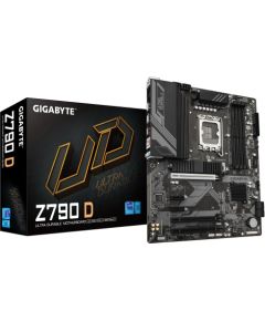 Mainboard GIGABYTE Intel Z790 LGA1700 ATX Memory DDR5 Memory slots 4 2xPCI-Express 3.0 1x 1xPCI-Express 3.0 16x 1xPCI-Express 4.0 4x	 1xPCI-Express 5.0 16x 3xM.2 1xHDMI 1xDisplayPort 2xUSB 2.0 5xUSB 3.2 1xUSB-C 1xPS/2 1xRJ45 3xAudio port Z790D