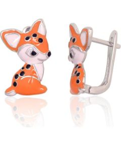 Sudraba auskari ar 'angļu' slēdzēju #2204173(PRh-Gr)_ML-MIX, Sudrabs 925°, rodijs (pārklājums), Juvelieru emalja, 2.6 gr. Ar "angļu" slēdzēju