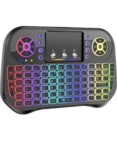 RoGer QL268 Wireless Mini Bezvadu Kompakta Klaviatūra PC / PS3 / XBOX 360 / Smart TV / Android + TouchPad (Ar RGB Apgaismojumu)
