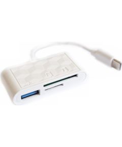 RoGer USB-C Hub 3in1 USB 2.0 / Card reader SD/TF / белый