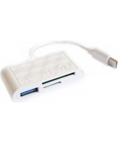 RoGer USB-C Hub 3in1 USB 2.0 / Card reader SD/TF / balts