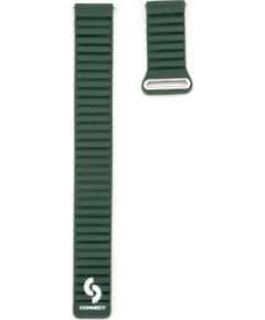Connect   22mm Flat head Leather - Silicone Loop Magnetic Strap (130mm M/L) Forest Green
