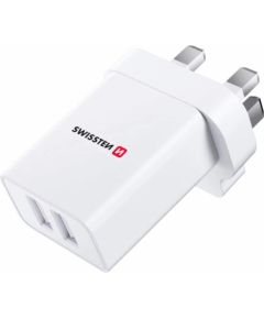 Swissten Зарядное устройство 2x USB 10.5W для UK Разъем