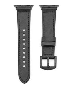 Connect Universal  Watch 42/44/45mm Silicone patch Leather  Strap (132mm M/L) Black