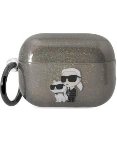 Karl Lagerfeld KLAP2HNKCTGK Airpods Pro 2 vāciņš melns|Gliter Karl Choupette