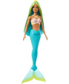 Lalka Barbie Mattel Lalka syrena z żółto-niebieskimi włosami, opaską do włosów, muszelkowym topem i turkusowym ogonem