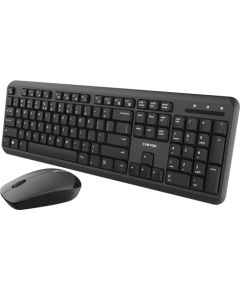 CANYON SET-W20, Wireless combo set,Wireless keyboard with Silent switches,104 keys, UK&US 2 in 1 layout,optical 3D Wireless mice 100DPI black