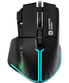 CANYON Fortnax GM-636, 9keys Gaming wired mouse,Sunplus 6662, DPI up to 20000, Huano 5million switch, RGB lighting effects, 1.65M braided cable, ABS material. size: 113*83*45mm, weight: 102g, Black