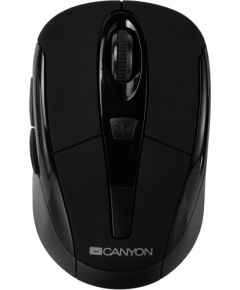 CANYON MSO-W6, 2.4GHz wireless optical mouse with 6 buttons, DPI 800/1200/1600, Black, 92*55*35mm, 0.054kg