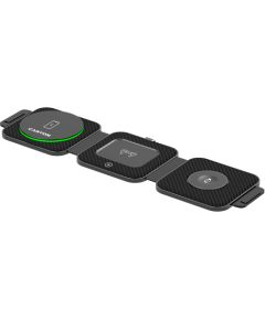 CANYON WS-305, Foldable 3in1 Wireless charger with case, touch button for Running water light, Input 9V/2A,  12V/1.5AOutput 15W/10W/7.5W/5W, Type c to USB-A cable length 1.2m, with charger QC 18W EU plug, Fold size: 97.8*72.4*25.2mm. Unfold size: 272