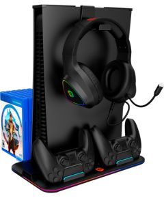 CANYON CS-5, PS5 Charger stand, with RGB light, 315*185*28mm, with 23CM+0.5cm cable, 475±10g, Black