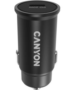 Canyon C-20, PD 20W Pocket size car charger, input: DC12V-24V, output: PD20W, support iPhone12 PD fast charging, Compliant with CE RoHs , Size: 50.6*23.4*23.4, 18g, Black