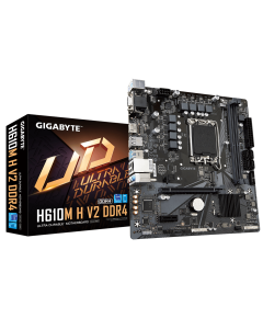 Mainboard|GIGABYTE|Intel H610|LGA1700|Micro-ATX|Memory DDR4|Memory slots 2|1xPCI-Express 3.0 1x|1xPCI-Express 4.0 16x|1xM.2|1x15pin D-sub|1xHDMI|4xUSB 2.0|2xUSB 3.2|2xPS/2|1xRJ45|3xAudio port|H610MHV2DDR4