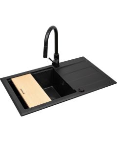 Zestaw - Zlewozmywak PYRAMIS SPARTA PLUS LUX (78x48) 1B 1D + Bateria IDEA Black Edition - 070175802BE - Volcano